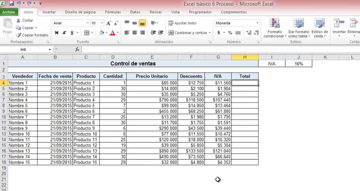 Control De Ventas Excel Básico 6 Ventas Tips 5045